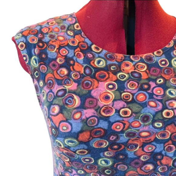 G:21 Cotton multicolor circles patterns short dress Diagonal cap sleeves - large - Picture 6 of 7